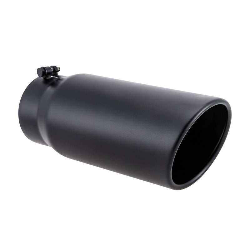 LCGP 5" Inlet Exhaust Tip, 6" Outlet 15" Long Bolt On Stainless Steel Diesel Exhaust Tailpipe Black - Image 1